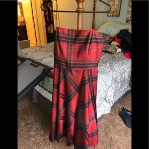 Plaid Satin Holiday Evening Dress